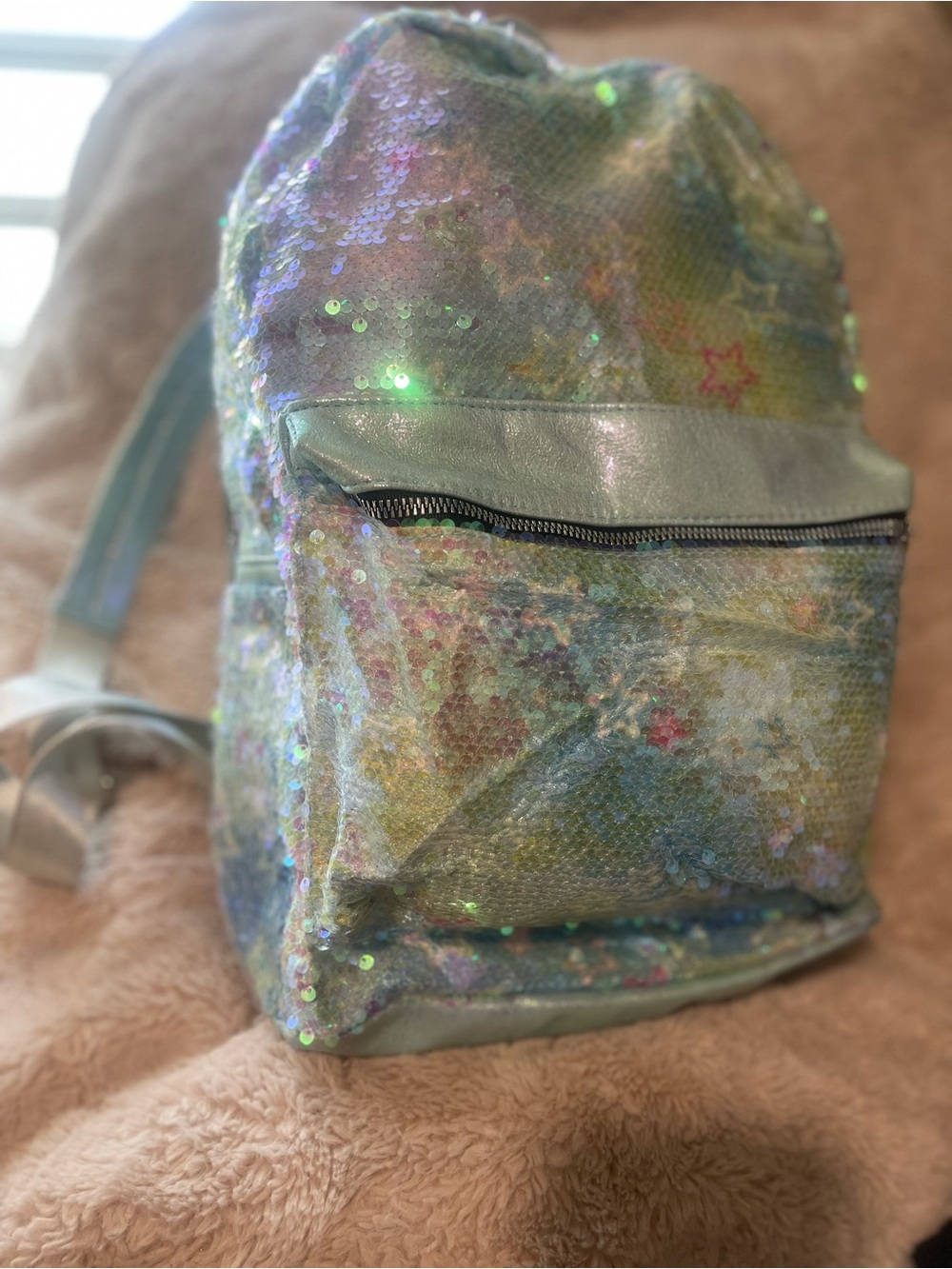 Pastel Iridescent Sequin Backpack - Women's Shimmer Bag
